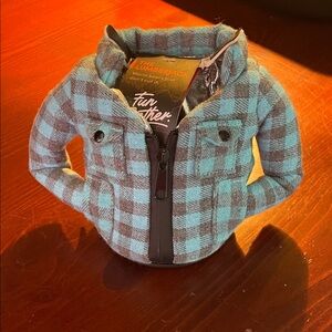 Puffin The Lumberjack Plaid Zip Insulated Can Cooler- crater blue